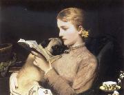 Charles Barber Girl Reading with Pug Spain oil painting artist